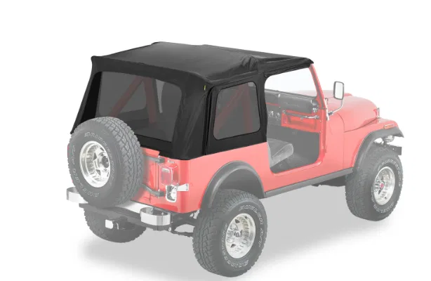 54599-15 – BESTOP Soft Top, Black Denim Fabric Without Doors With Tinted Vinyl Windows Without Sunroof Includes Hardw...